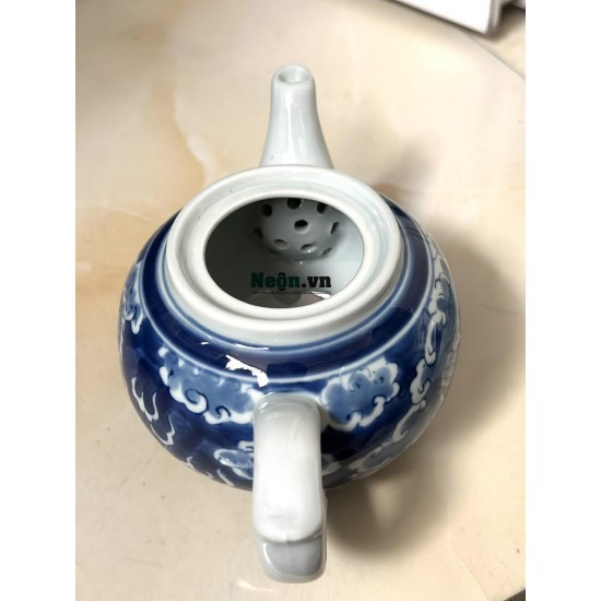 Bộ trà gốm sứ Bát Tràng vẽ long ẩn AC07B Bộ trà gốm sứ Bát Tràng vẽ long ẩn AC07B