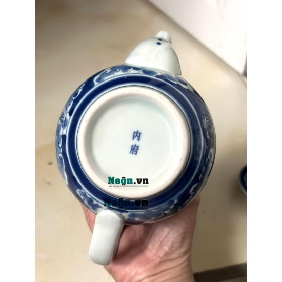 Bộ trà gốm sứ Bát Tràng vẽ long ẩn AC07B Bộ trà gốm sứ Bát Tràng vẽ long ẩn AC07B