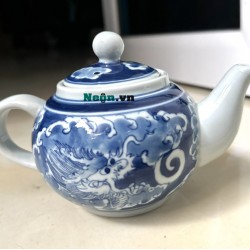 Bộ trà gốm sứ Bát Tràng vẽ long ẩn AC07B