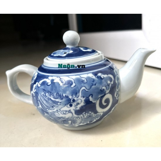 Bộ trà gốm sứ Bát Tràng vẽ long ẩn AC07B Bộ trà gốm sứ Bát Tràng vẽ long ẩn AC07B