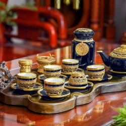 Bộ ấm chén cao cấp bọc đồng trống đồng AC23C