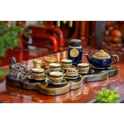 Bộ ấm chén cao cấp bọc đồng trống đồng AC23C