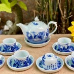 Ấm chén men lam giả cổ
