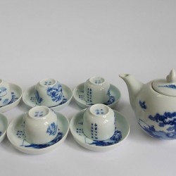 Ấm chén Bát Tràng giá rẻ Câu Cá Lã Vọng men lam AC33G Ấm chén Bát Tràng giá rẻ Câu Cá Lã Vọng men lam AC33G