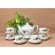 Ấm chén Bát Tràng men kem vẽ tay Sen Chuồn AC40D
