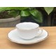 Bộ ấm trà sứ trắng vẽ chỉ vàng Bát Tràng dáng mẫu đơn AC73C