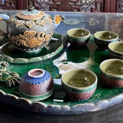 Bộ ấm chén uống trà Bát Tràng cao cấp Lưu Thủy Đình Hầu AC83