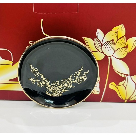 Bộ ấm trà vẽ vàng men đen hỏa biến Thuận Buồm Xuôi Gió AC84D