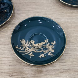 Bộ ấm trà đẹp vẽ vàng xanh cổ vịt Vinh Hoa Phú Quý AC85A