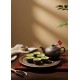 Bộ ấm trà tử sa Bát Tràng Trống Đồng Chim Hạc chén lòng xanh AC87E