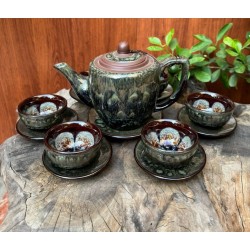Bộ ấm trà Bát Tràng men hỏa biến Ngọc Thạch AC89A Bộ ấm trà Bát Tràng men hỏa biến Ngọc Thạch AC89A