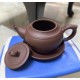 Ấm chén tử sa Bát Tràng trống đai nâu lòng xanh AC91B
