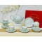 Ấm chén Bát Tràng vẽ mai trắng men vân đá xanh dương nhạt AC92A