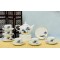 Bộ ấm trà Bát Tràng vẽ sen xanh chỉ vàng - quà tặng tân gia AC93