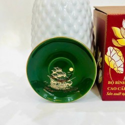 Bộ ấm trà đẹp vẽ vàng Thuận Buồm Xuôi Gió AC94