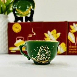 Bộ ấm trà Bát Tràng vẽ vàng Thuận Buồm Xuôi Gió AC94A