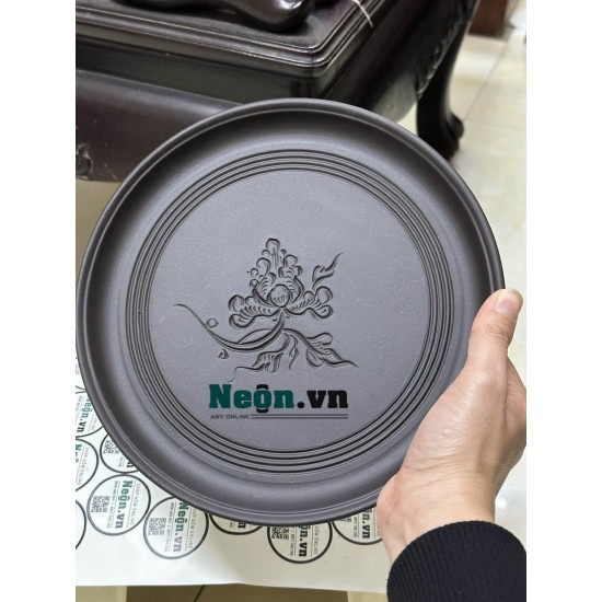 Bộ ấm chén tử sa Bát Tràng mai chi khay tròn AC56C