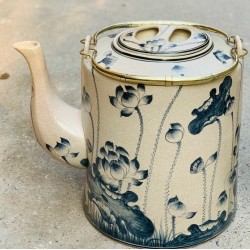 Ấm tích 10 lít men rạn giả cổ Bát Tràng vẽ sen phú quý AT07A