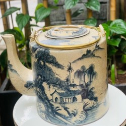 Ấm tích 20 lít men rạn giả cổ Bát Tràng vẽ phong thủy AT07B