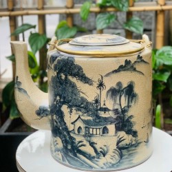 Ấm tích 20 lít men rạn giả cổ Bát Tràng vẽ phong thủy AT07B