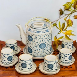 Ấm tích pha trà xanh vẽ hoa dây men rạn AT09 Ấm tích pha trà xanh vẽ hoa dây men rạn AT09