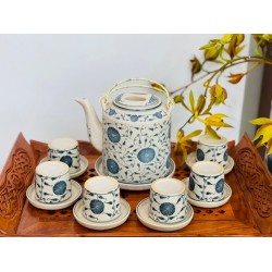 Ấm tích pha trà xanh vẽ hoa dây men rạn AT09 Ấm tích pha trà xanh vẽ hoa dây men rạn AT09