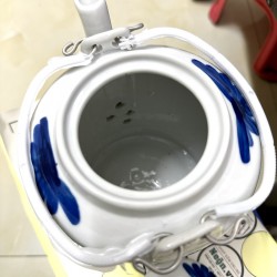 Ấm tích pha trà xanh Bát Tràng giả cổ hoa xanh 