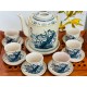 Bộ ấm tích Bát Tràng men rạn vẽ hoa sen AT06