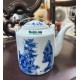 Ấm tích pha trà xanh Bát Tràng men lam giả cổ Trúc Lâm Thất Hiền