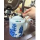 Ấm tích pha trà xanh Bát Tràng men lam giả cổ Trúc Lâm Thất Hiền