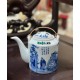 Ấm tích pha trà xanh Bát Tràng men lam giả cổ Trúc Lâm Thất Hiền