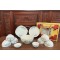 Bộ bát đĩa gốm sứ Bát Tràng vẽ hoa sen xanh BBD01