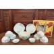 Bộ bát đĩa gốm sứ Bát Tràng vẽ hoa sen xanh BBD01