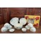 Bộ bát đĩa gốm sứ Bát Tràng vẽ hoa sen xanh BBD01A