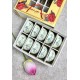 Bộ 10 bát ăn cơm Bát Tràng men kem vẽ hoa sen xanh BC02
