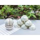 Bộ 10 bát ăn cơm Bát Tràng men kem vẽ hoa đào xanh BC02C