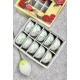 Bộ 10 bát ăn cơm Bát Tràng men kem vẽ hoa đào xanh BC02C