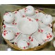 Bộ bát đĩa hoa mặt trời vẽ hoa đào đỏ DA05
