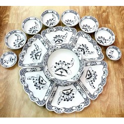 Bộ bát đĩa hoa mặt trời vẽ sen đen DA02A