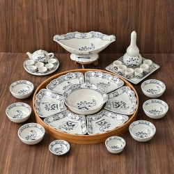 Bộ bát đĩa hoa mặt trời vẽ sen đen DA02C