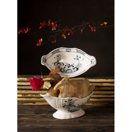 Bát đựng gà cúng vẽ sen đen BG02A