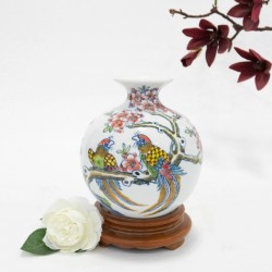 Bình hút tài lộc chim trĩ hoa đào Bát Tràng BL23C