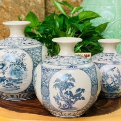 Bình hút lộc men rạn vẽ tứ quý BL10C