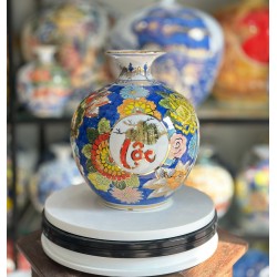 Bình hút lộc vẽ vàng kim hoa sen phú quý tài lộc cao 22cm BL14K