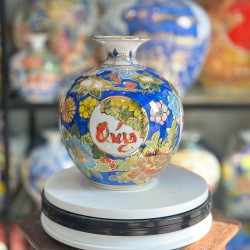 Bình hút lộc vẽ vàng kim hoa sen phú quý tài lộc cao 22cm BL14K