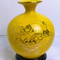 Bình hút lộc vẽ vàng kim hoa sen phú quý BL18B