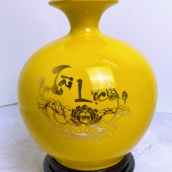 Bình hút lộc vẽ vàng kim hoa sen phú quý BL18B