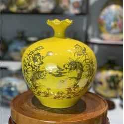 Bình hút lộc vẽ vàng kim Sen Cá Chép BL17B