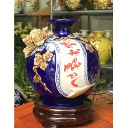 Bình hút lộc men xanh dương Vạn Sự Như Ý BL36D Bình hút lộc men xanh dương Vạn Sự Như Ý BL36D