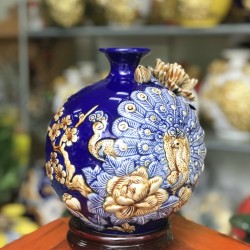 Bình hút lộc men xanh dương Công Thành Danh Toại BL37B Bình hút lộc men xanh dương Công Thành Danh Toại BL37B